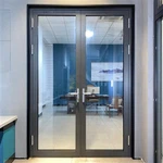 Pintu berkembar aluminium tersuai dengan panel kaca